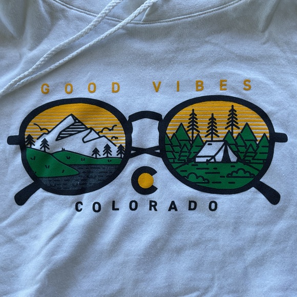 Colorado Good Vibes Mountain Camping Outdoor Men’s Sweatshirt Medium - Picture 2 of 4